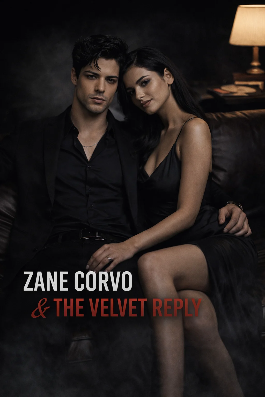 Zane Corvo & The Velvet Reply on leather sofa in smoky atmospheric room